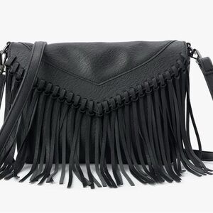 Elegant Black Fringe Crossbody Bag